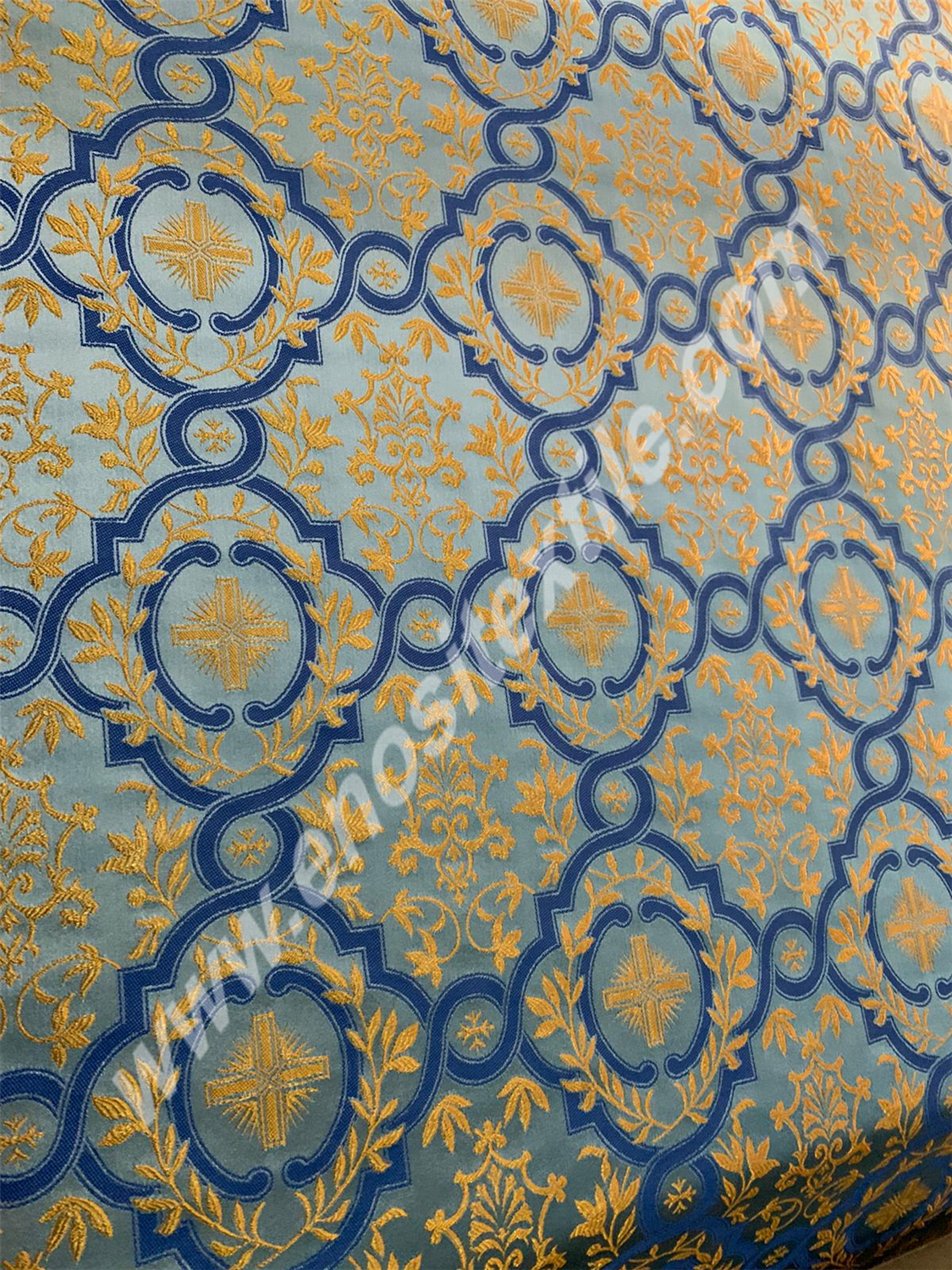 KL-049 LIGHT BLUE/GOLD Brocade Fabrics